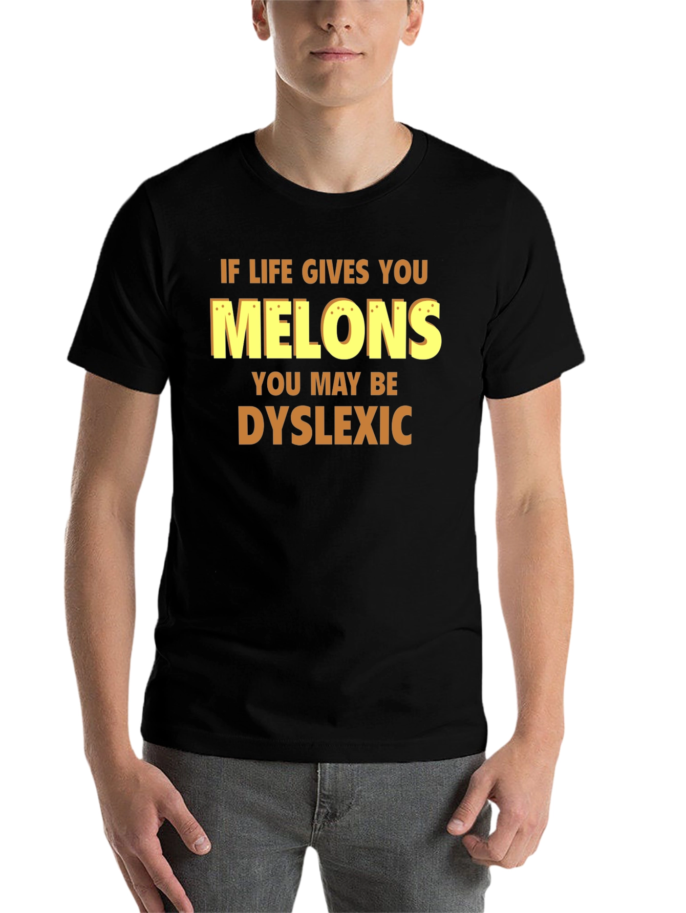 Black Dyslexic Melons Graphic T-Shirt - Funny Humor Tee view 7