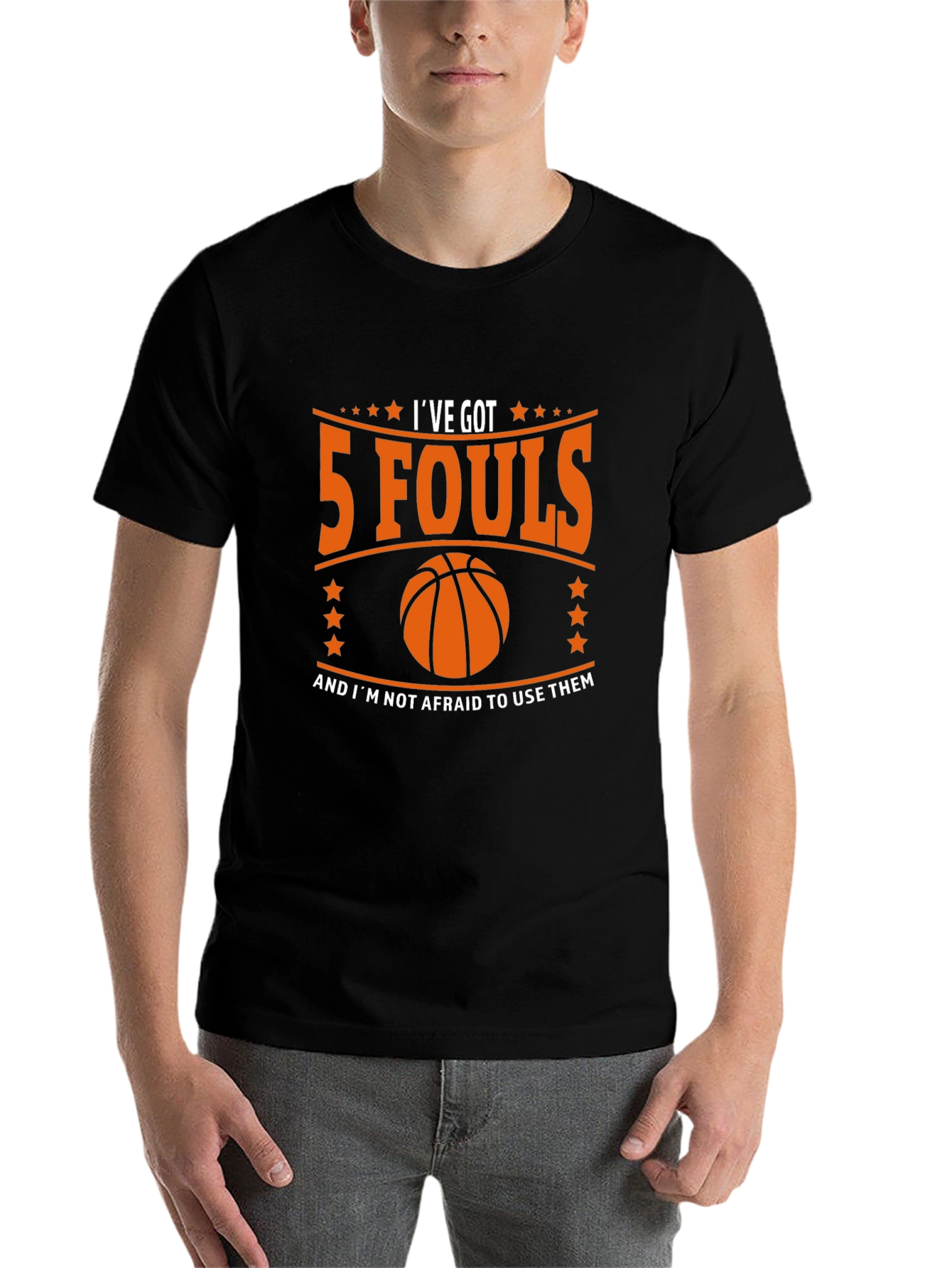 Black Funny Basketball T-Shirt - I've Got 5 Fouls! view 7