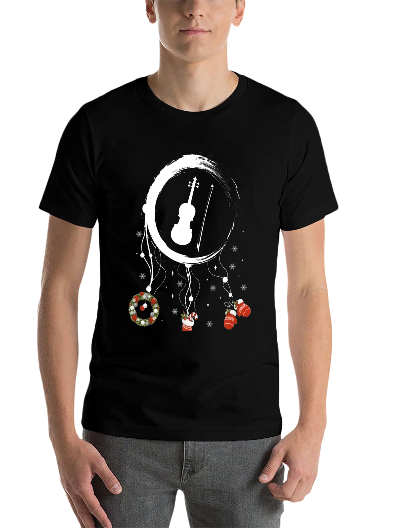 Black Festive Violin Dreamcatcher Tee view 7