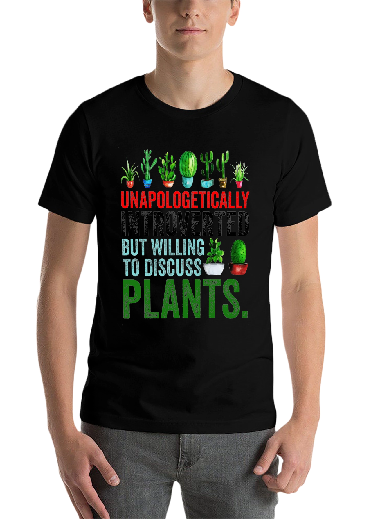 Black Introverted Plant Lover T-Shirt view 7