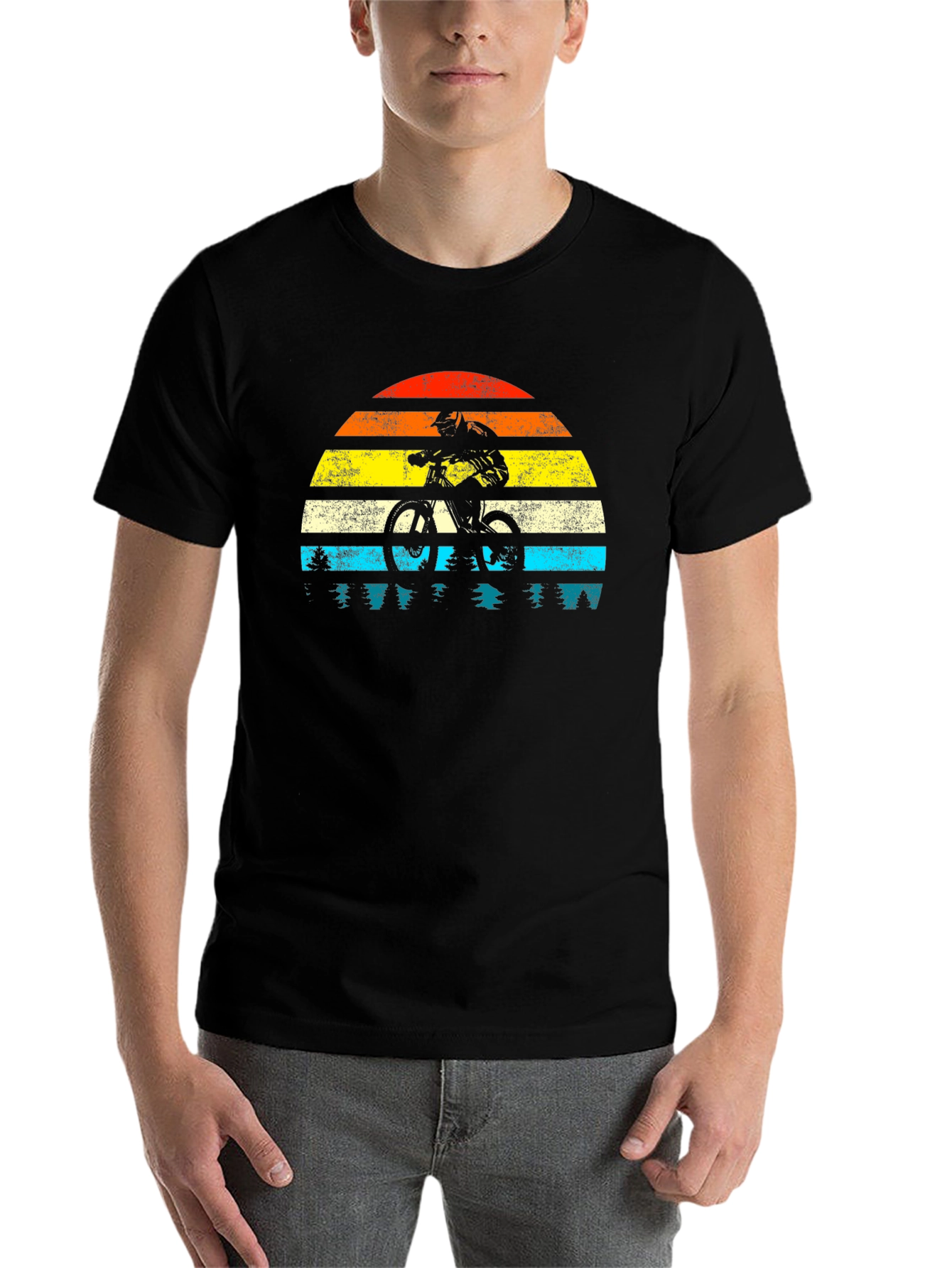 Black Mountain Biker Sunset Graphic Tee - Black view 7