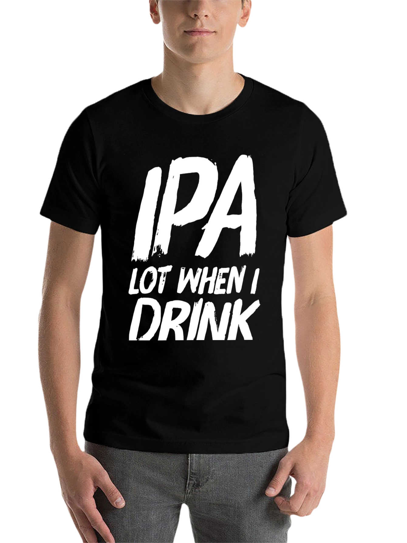Black Funny IPA Drinker T-Shirt - Black view 7