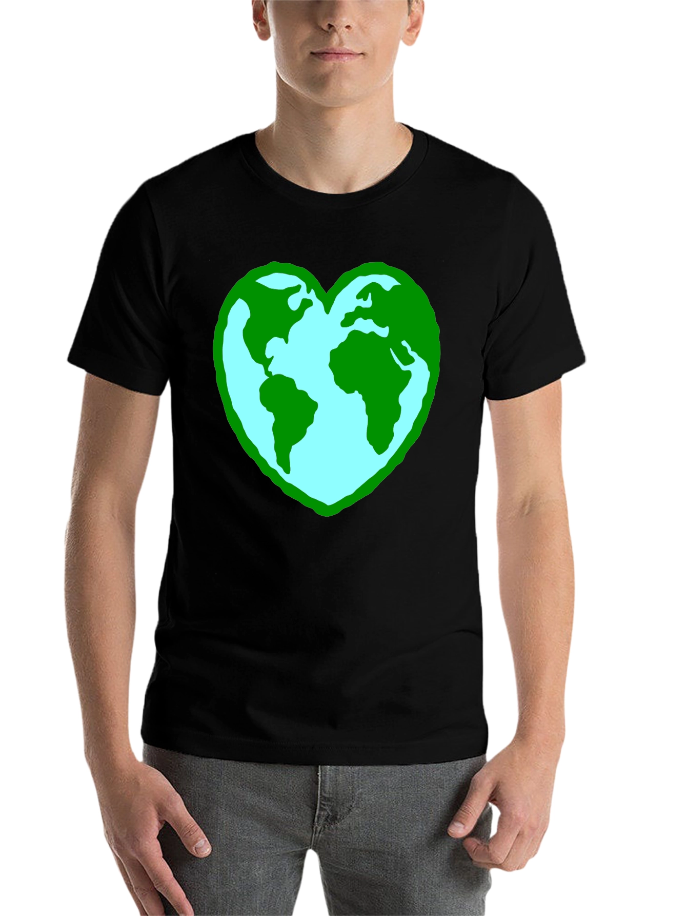 Black Earth Heart Graphic Tee - Black Unisex Shirt view 7
