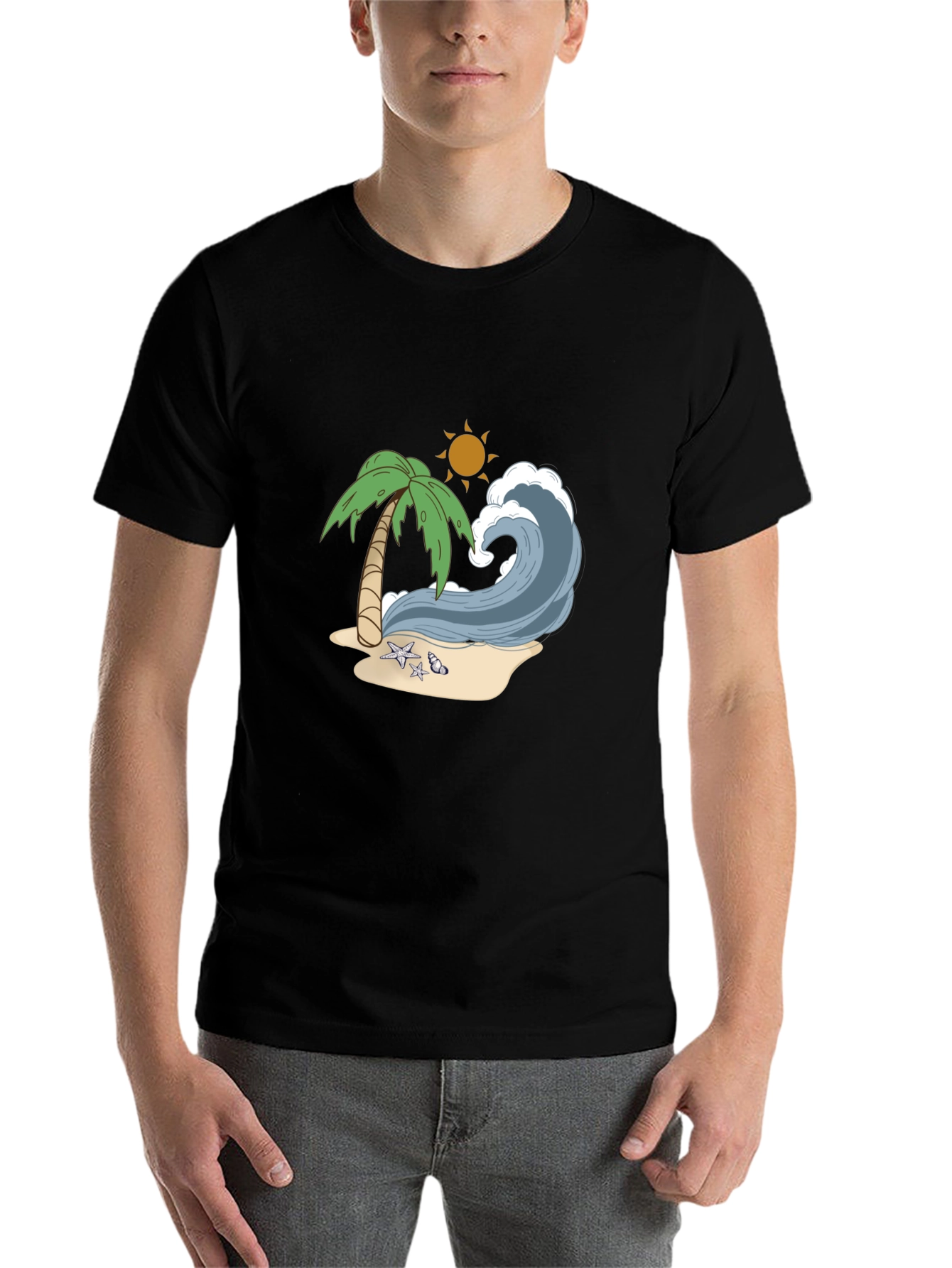 Black Beach Wave Graphic Tee - Tropical Vibes view 7