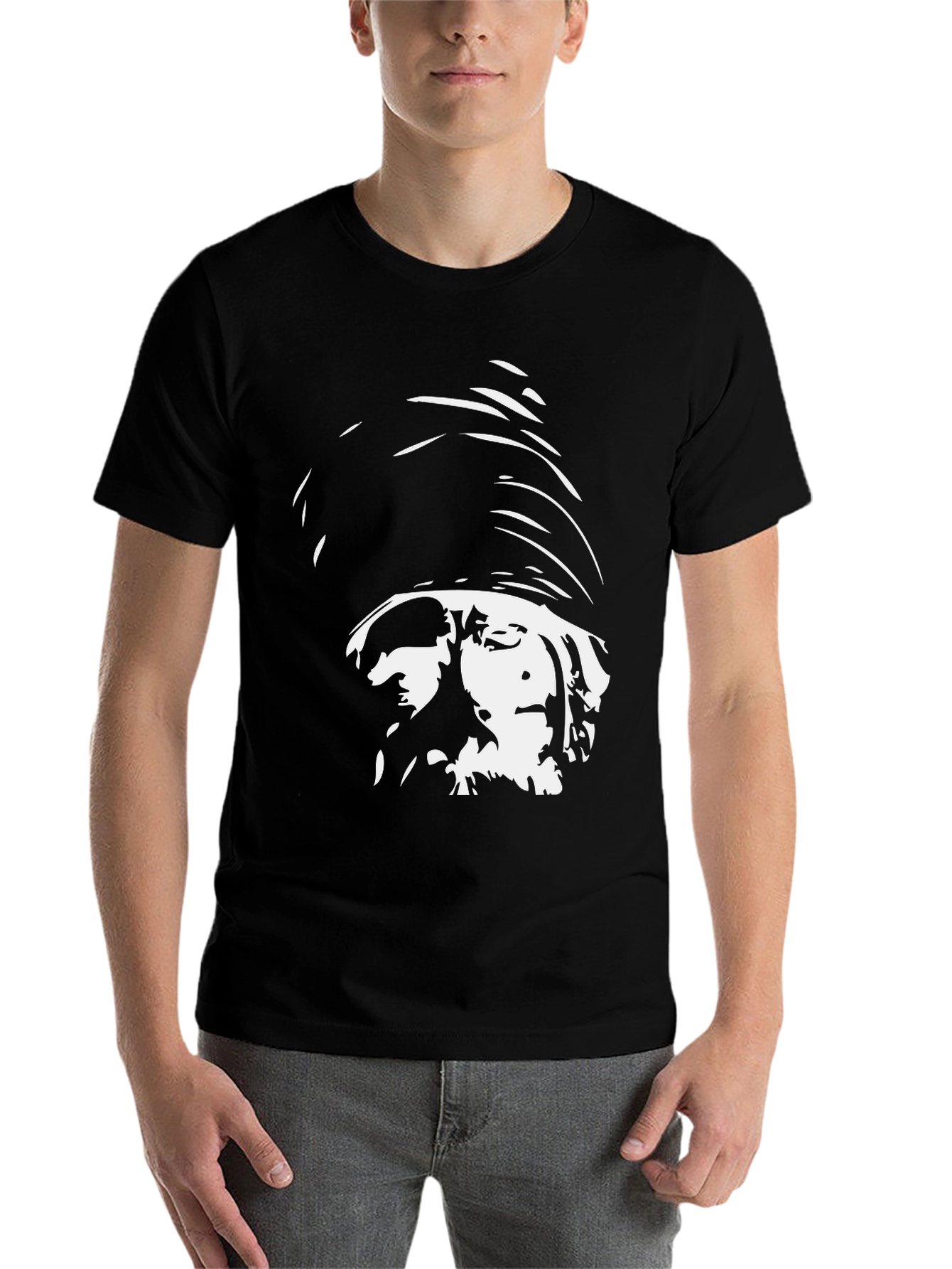 Black Unique Graphic Print Black T-Shirt view 7