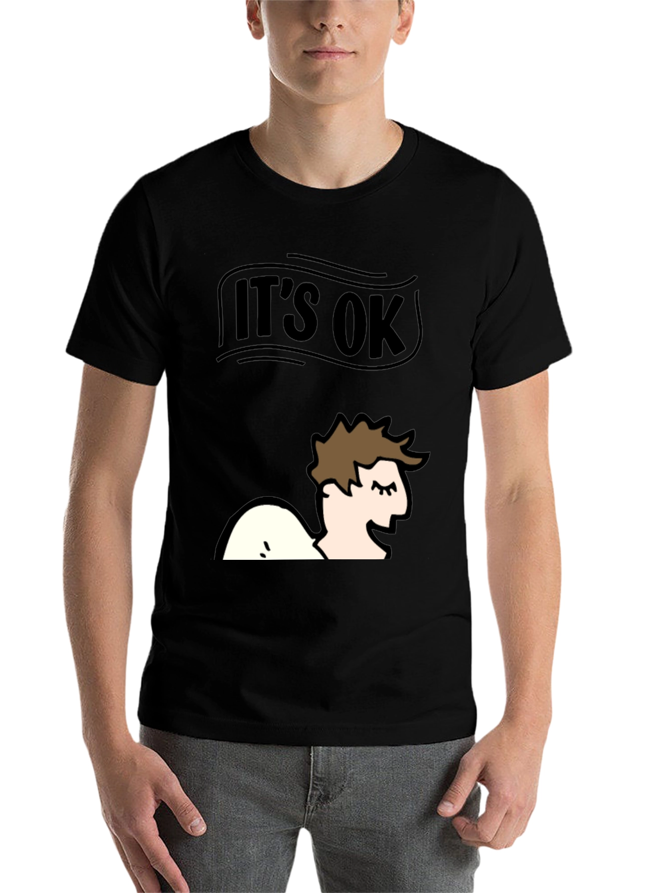 Black It's Ok T-Shirt - Funny Graphic Tee view 7