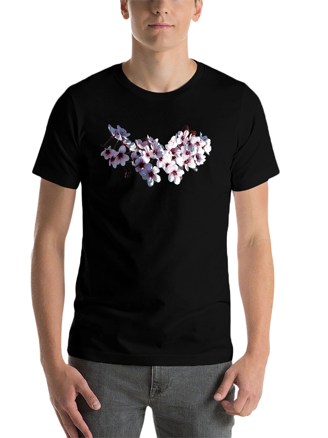 Black Floral Print Black T-Shirt view 7
