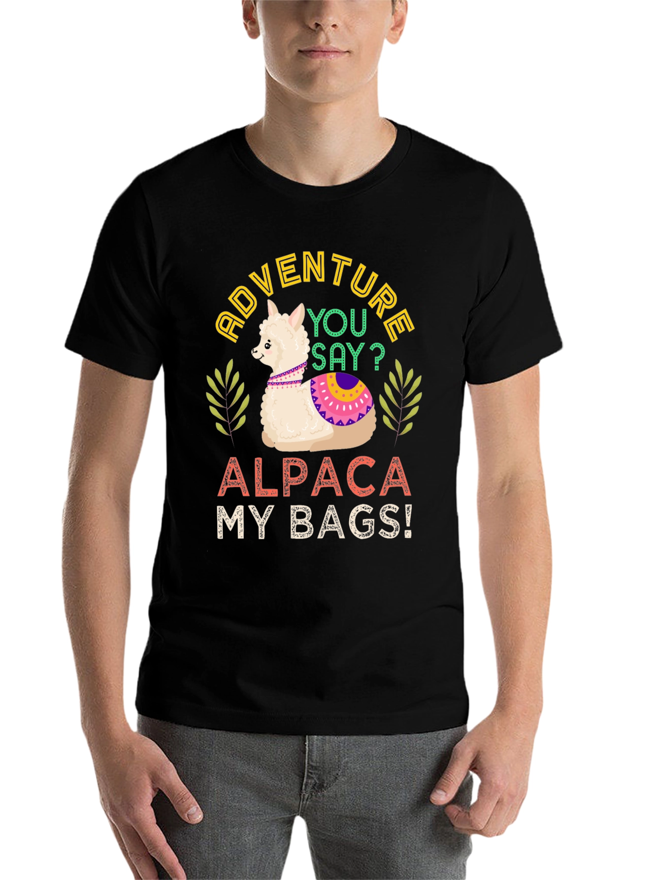 Black Adventure Alpaca My Bags! T-Shirt view 7