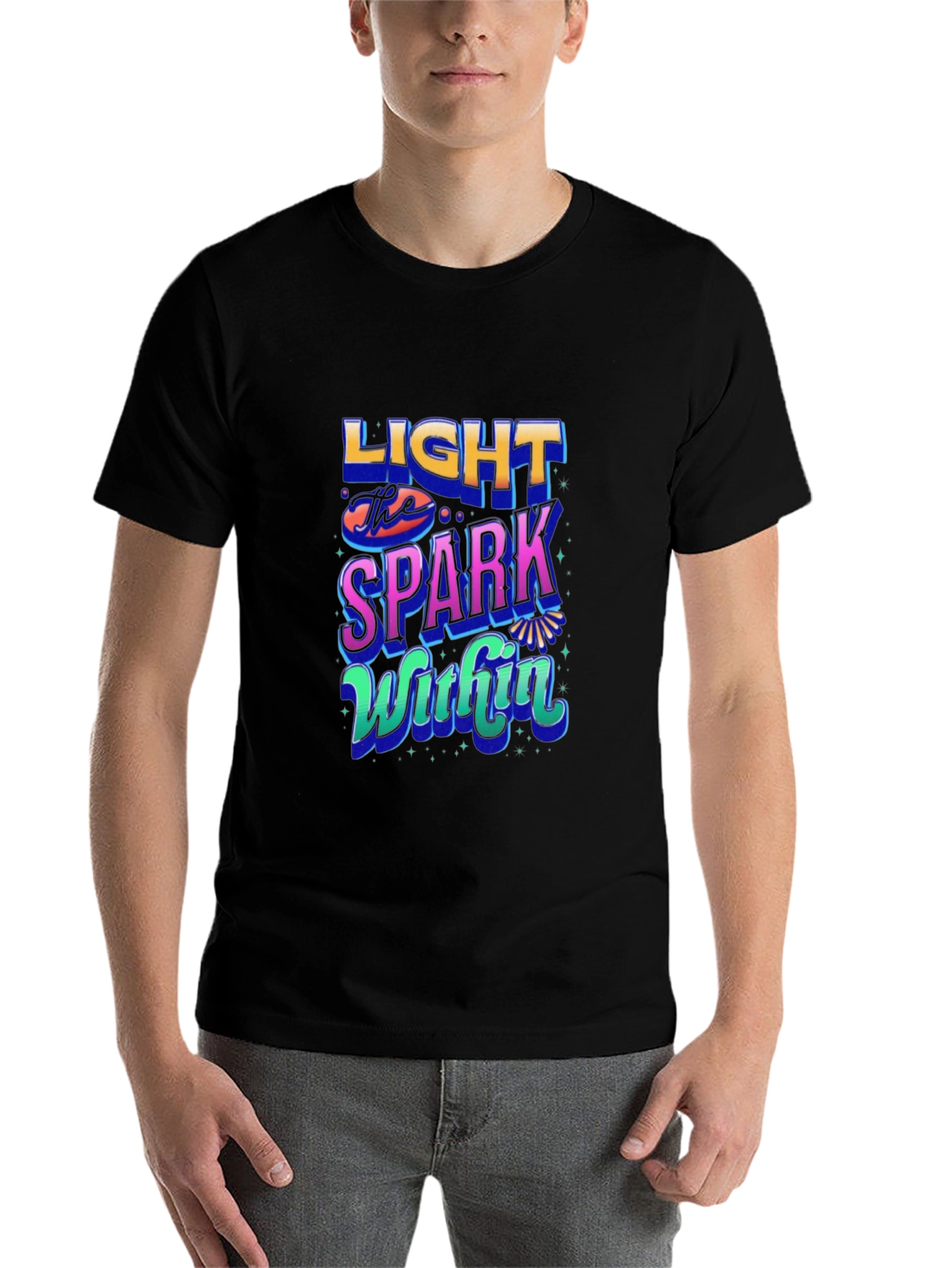 Black Light the Spark Within Graphic Tee - Black view 7
