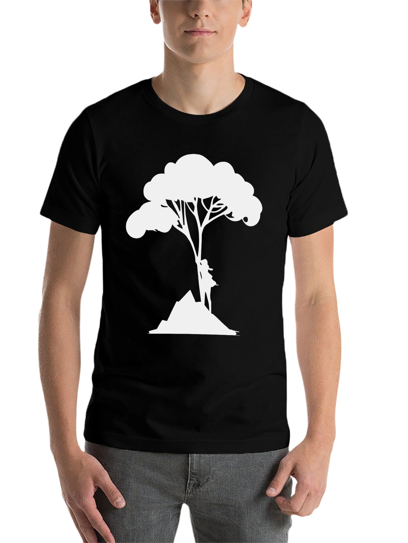 Black Nature Silhouette Black T-Shirt view 7