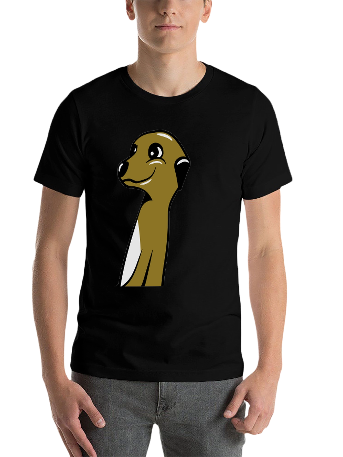 Black Meerkat Cartoon Graphic Tee - Black view 7