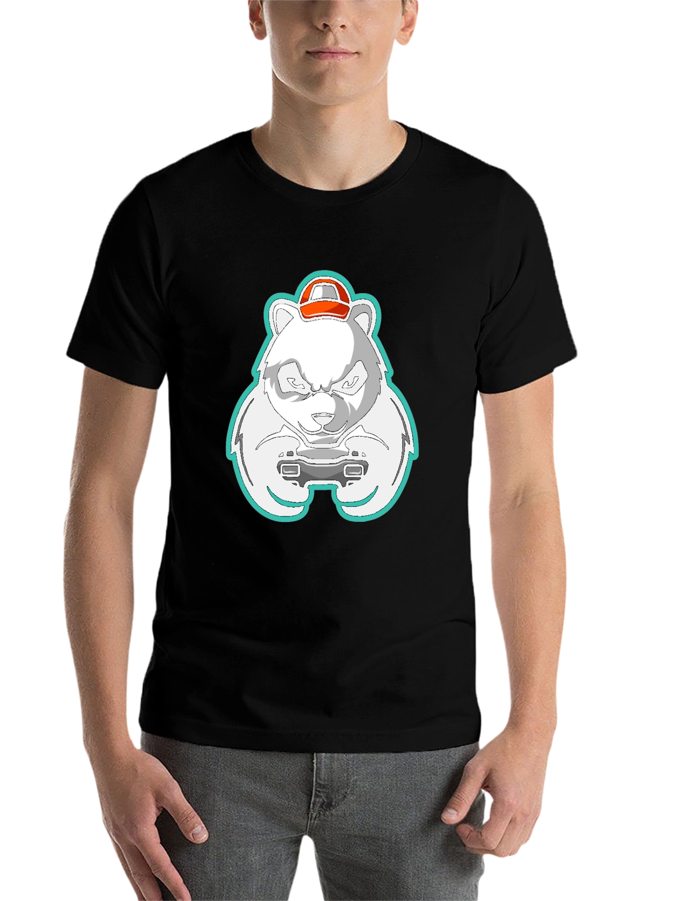 Black Gamer Panda T-Shirt - Cool Graphic Tee view 7