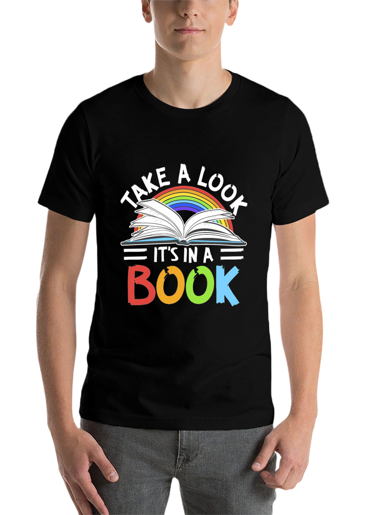 Black Take A Look It's In A Book T-Shirt view 7