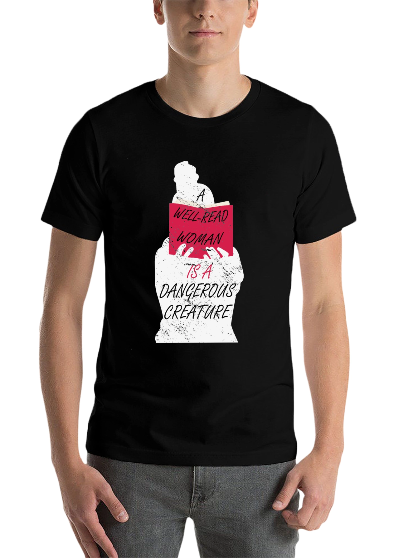 Black Well-Read Woman Graphic Tee - Book Lover's T-Shirt view 7