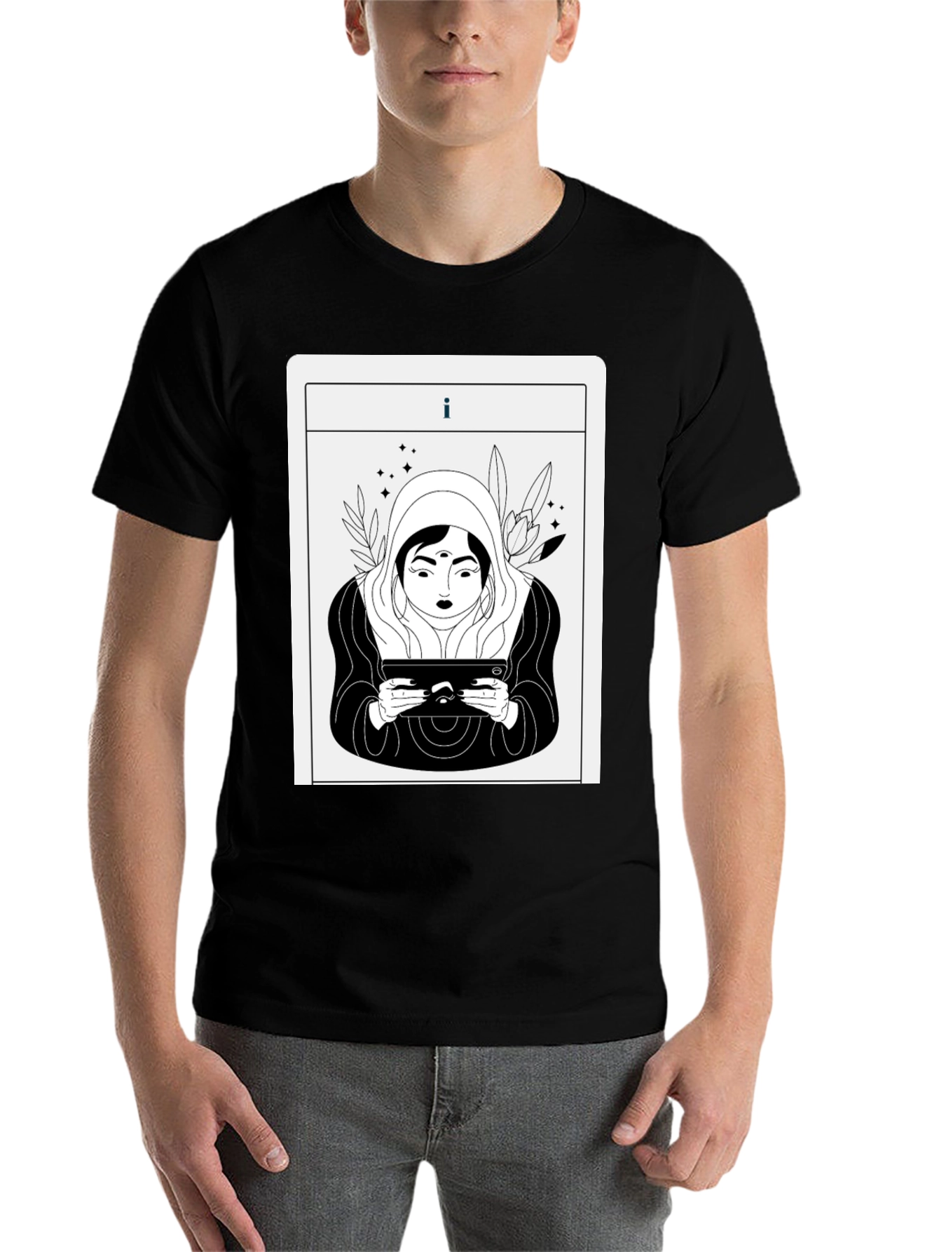 Black Mystic Tablet Tarot Graphic Tee - Black view 7