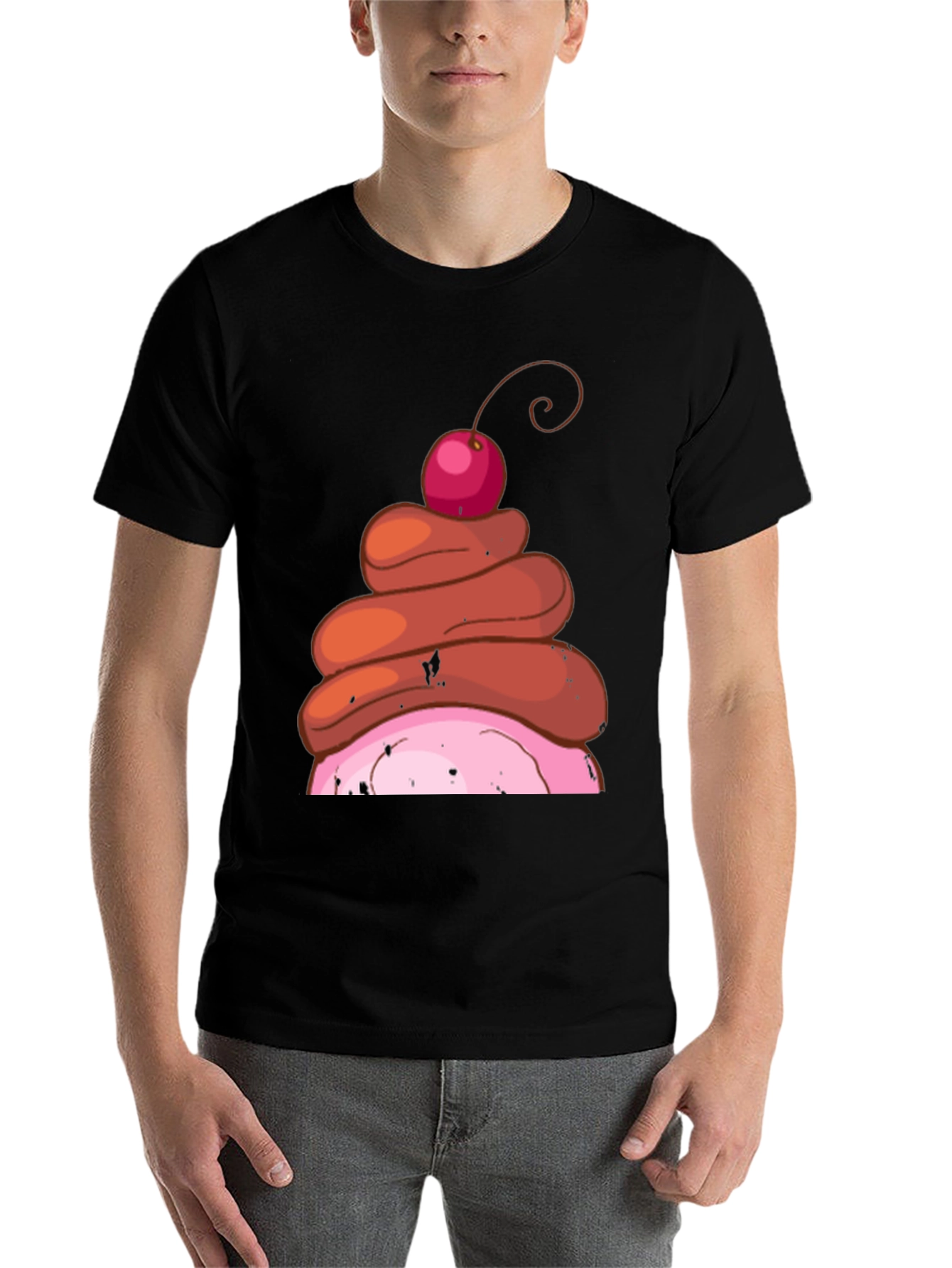 Black Funny Poop Dessert T-Shirt view 7