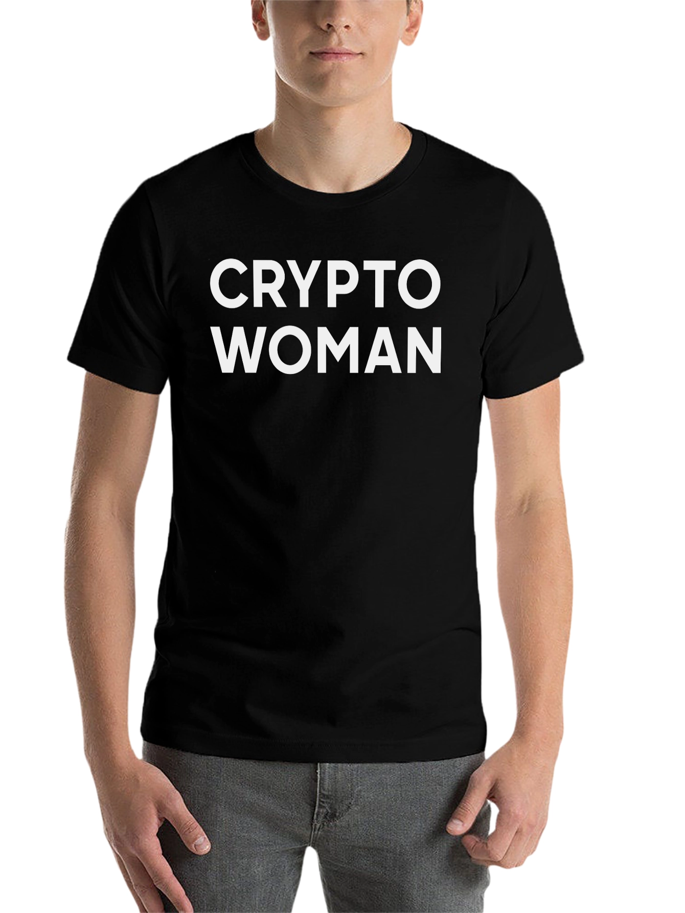Black Crypto Woman Tee - Stylish Black T-Shirt view 7