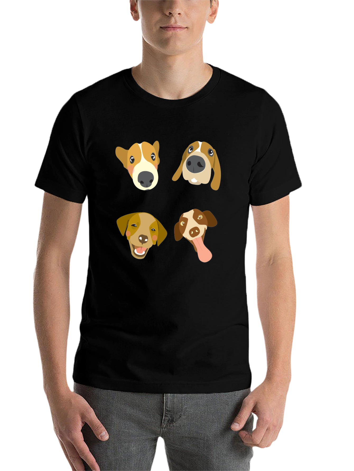 Black Dog Faces Black T-Shirt view 7