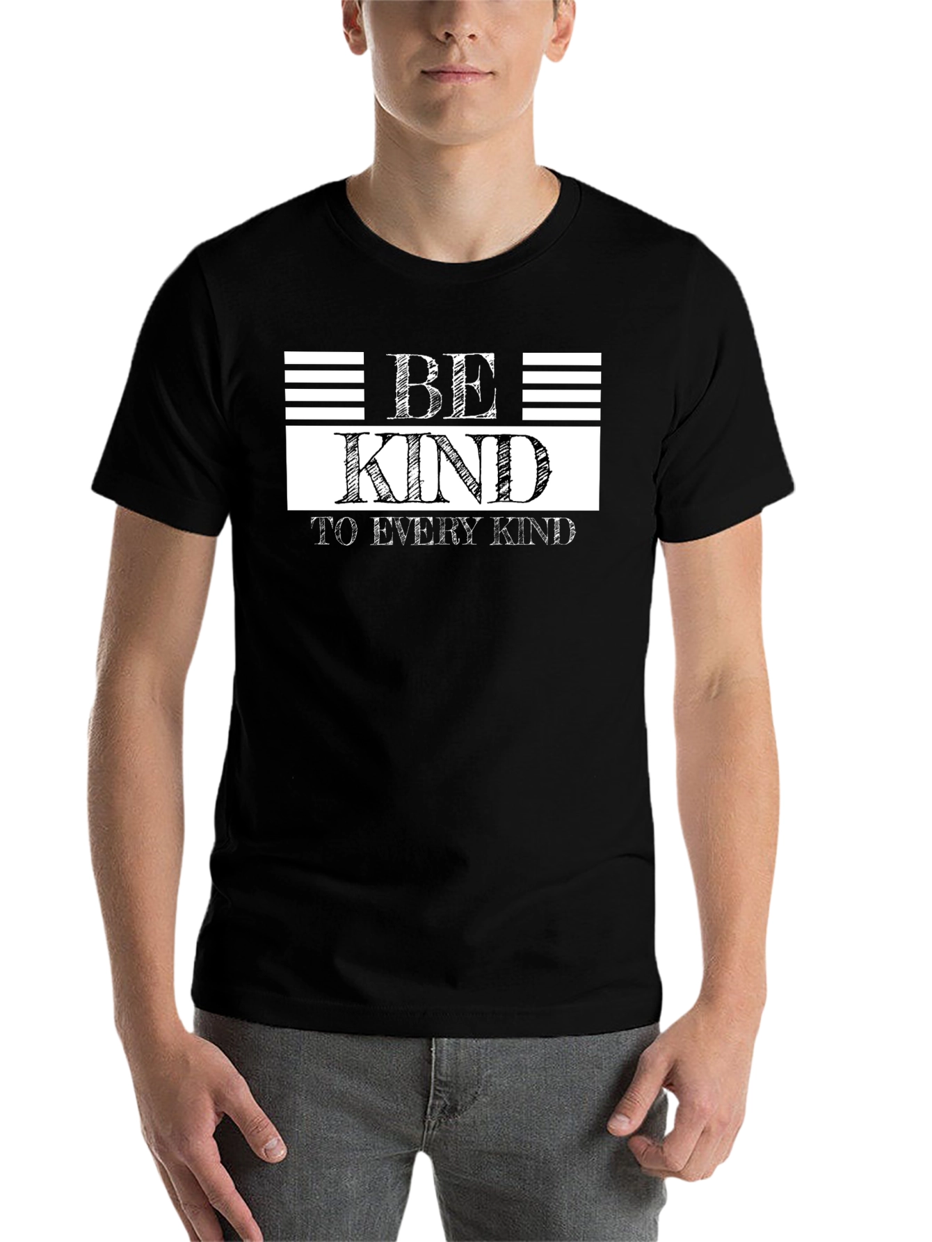 Black Be Kind Graphic Tee - Black Casual T-Shirt view 7