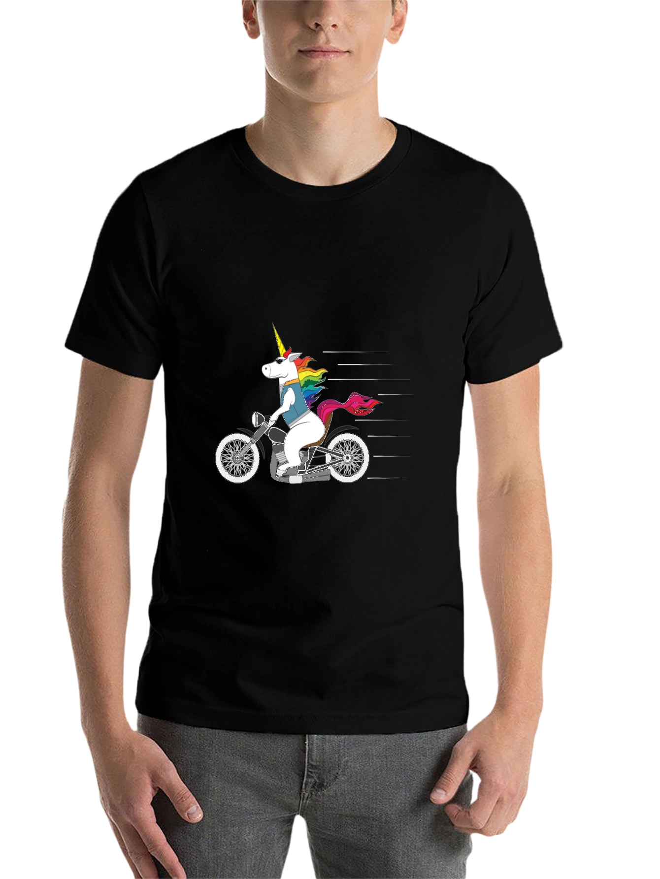 Black Unicorn Motorcycle T-Shirt - Black Graphic Tee view 7