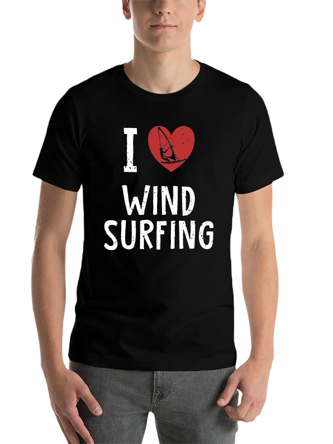 Black I Heart Windsurfing T-Shirt view 7