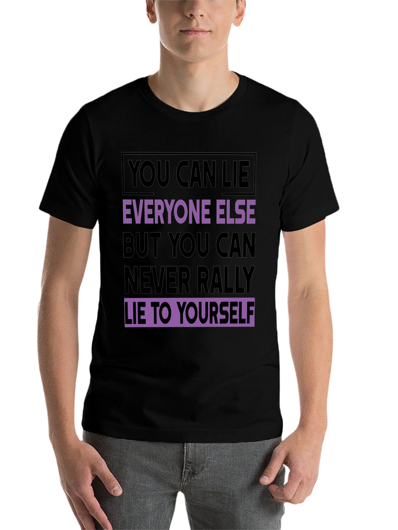 Black Motivational T-Shirt: Never Lie To Yourself - Black view 7