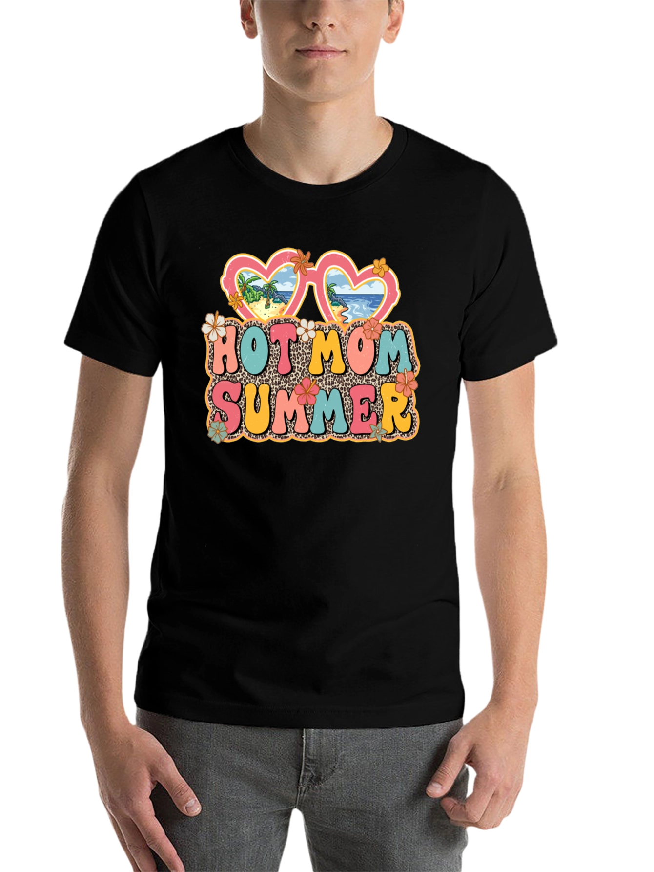 Black Hot Mom Summer Graphic T-Shirt, Unisex view 7