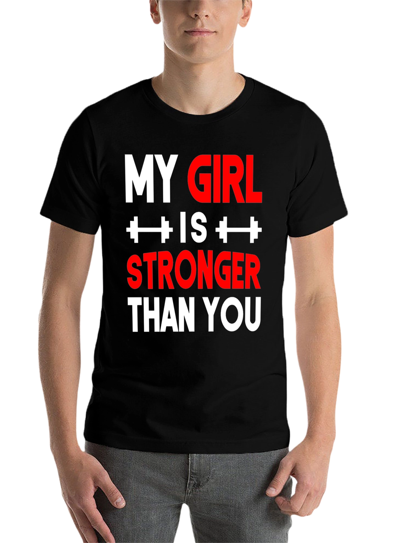 Black My Girl is Stronger Than You - Funny Gym T-Shirt view 7