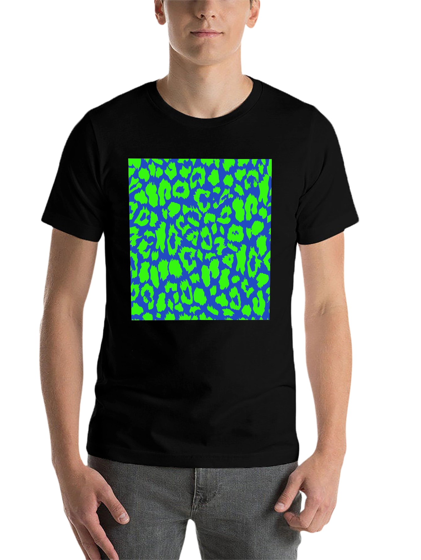 Black Blue & Green Leopard Print Tee - Bold Style view 7