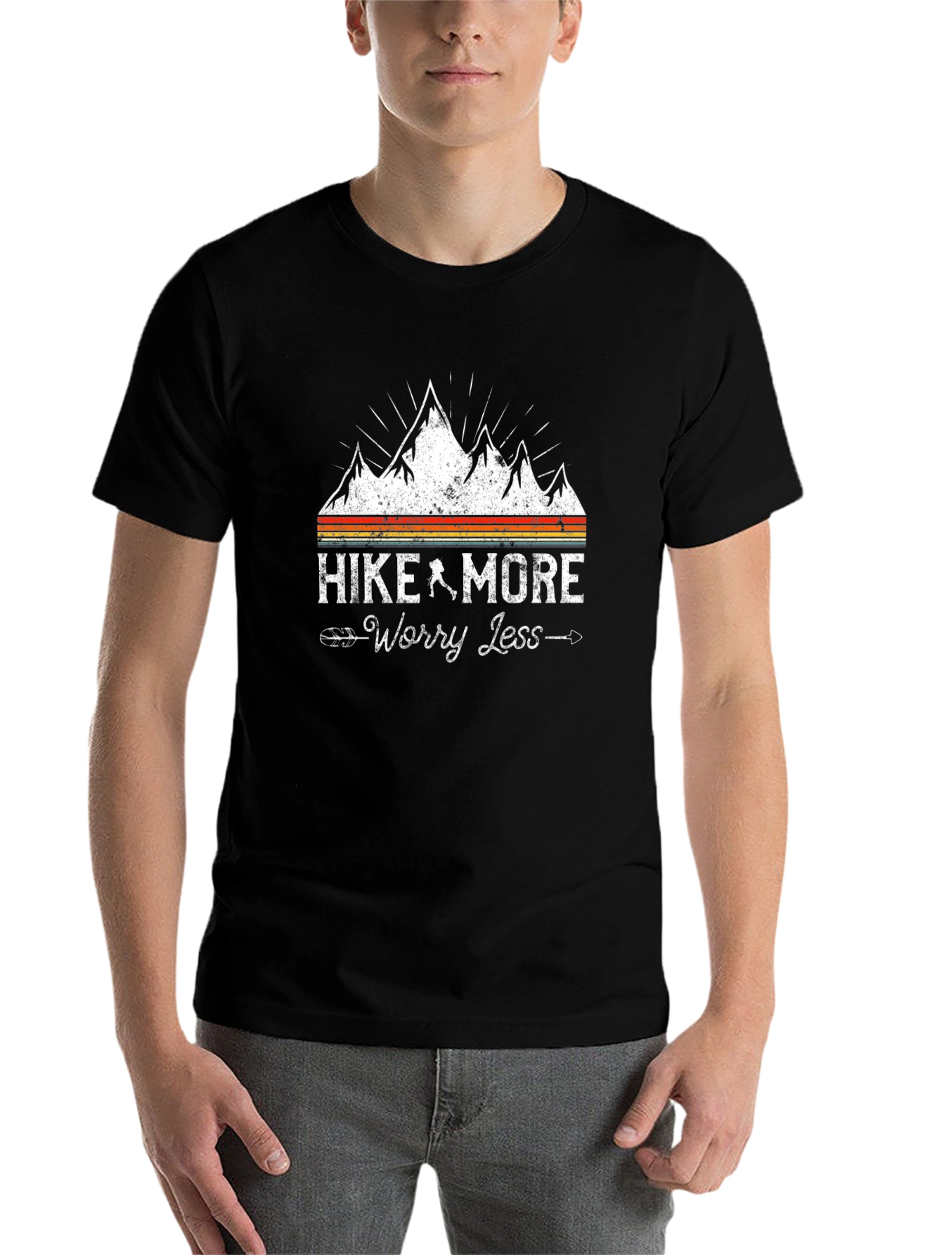Black Hike More Worry Less T-Shirt - Adventure Tee view 7