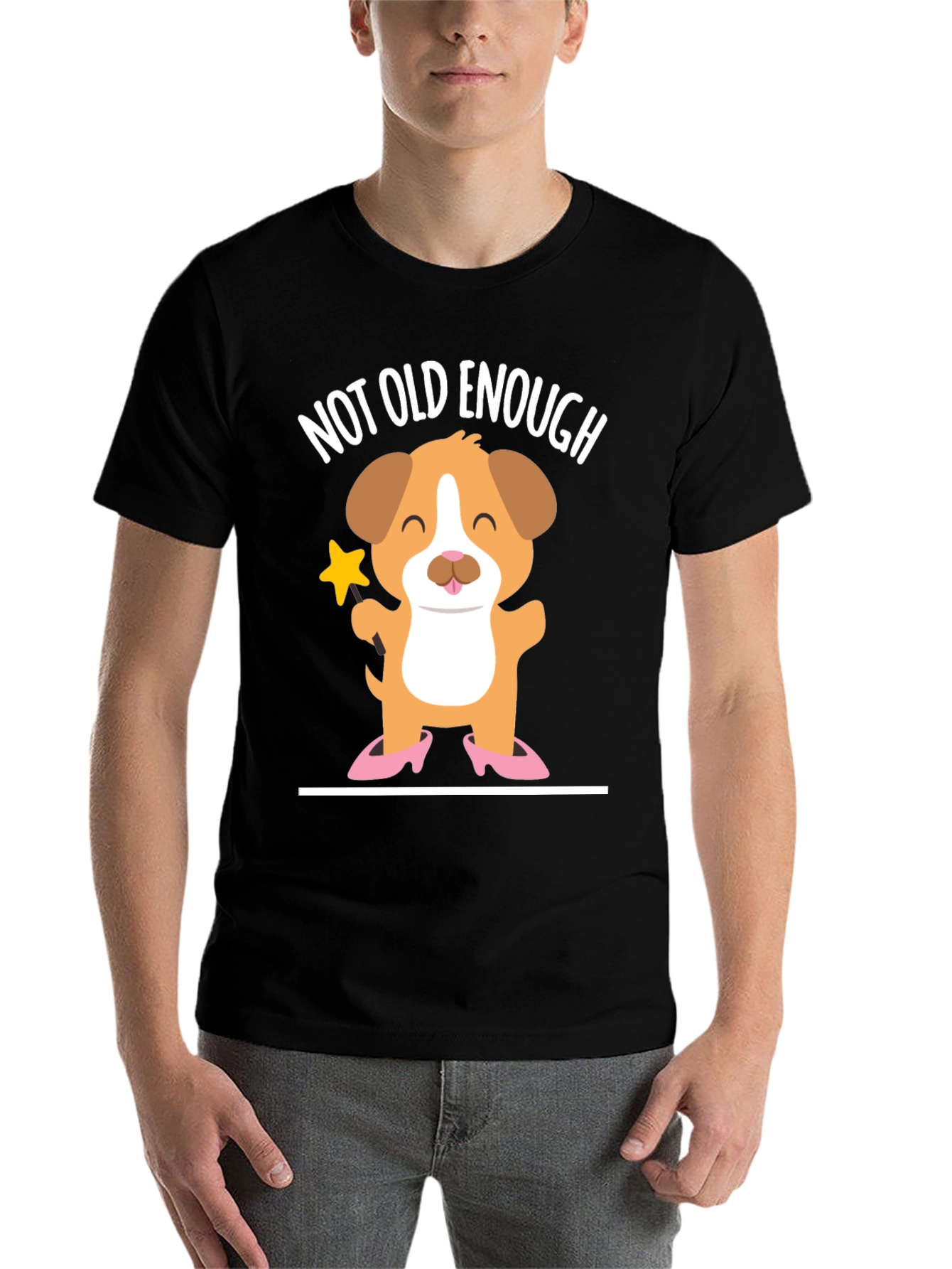 Black Cute Puppy T-Shirt - Not Old Enough view 7