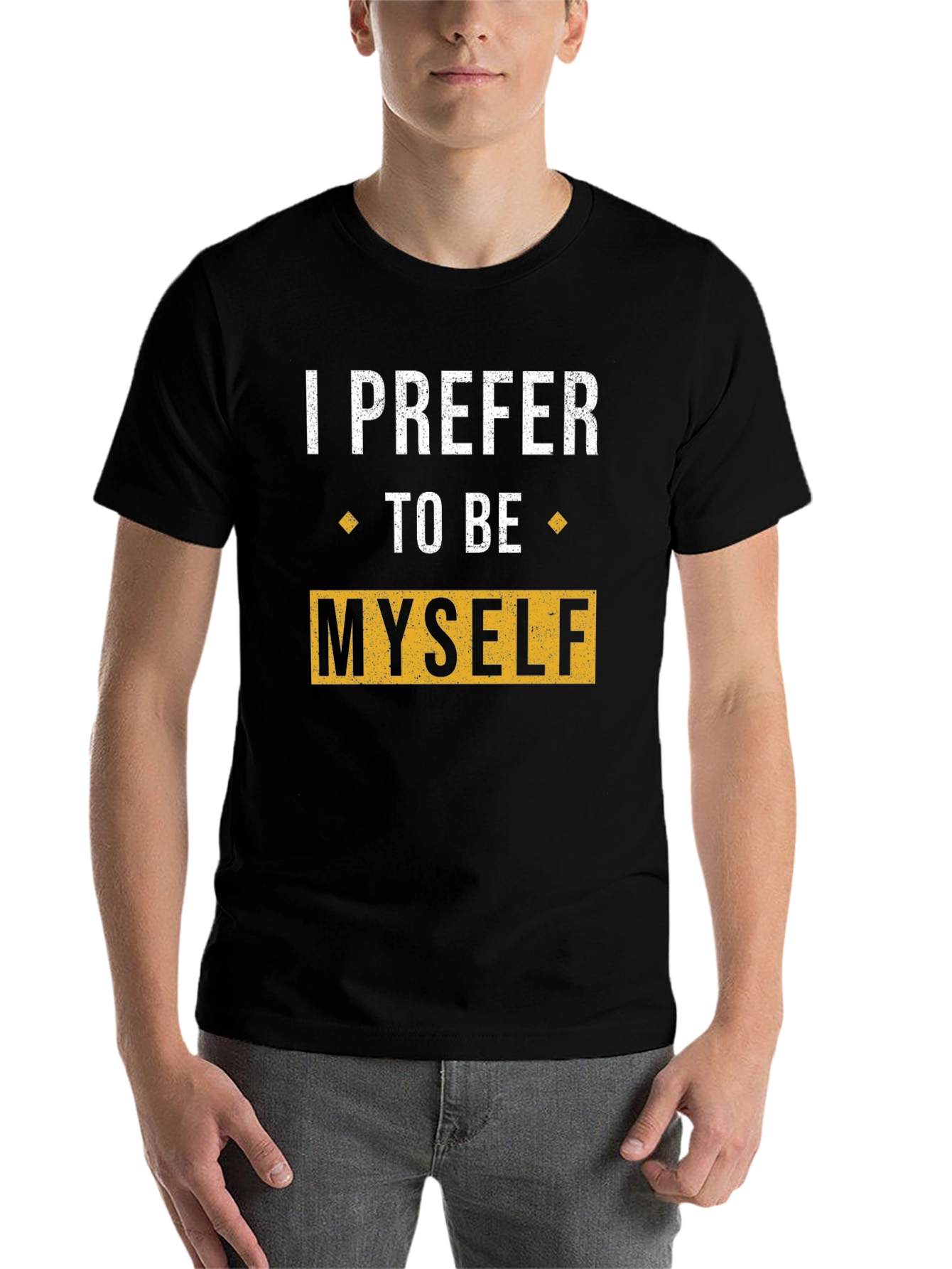 Black I Prefer To Be Myself Graphic T-Shirt view 7