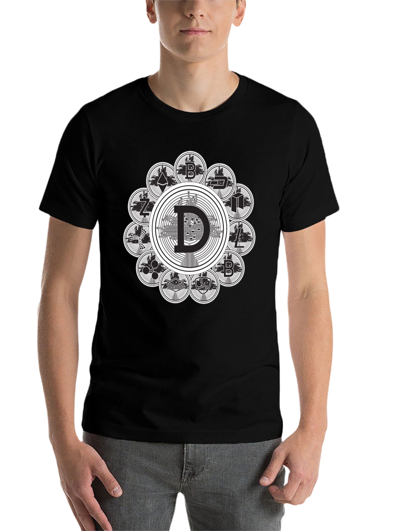 Black Crypto Coin Black T-Shirt view 7