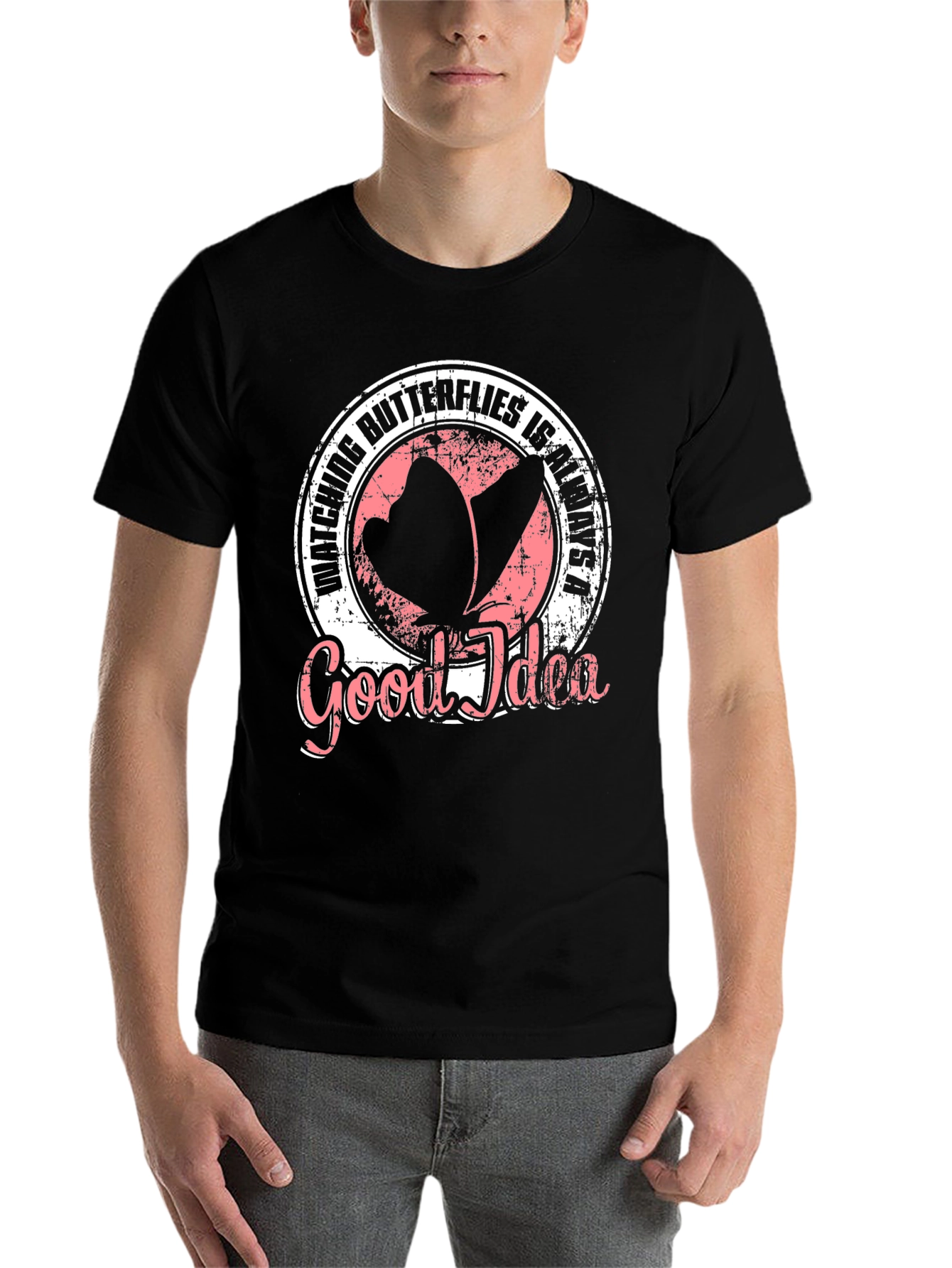 Black Butterfly Watching Graphic Tee - A Good Idea! view 7