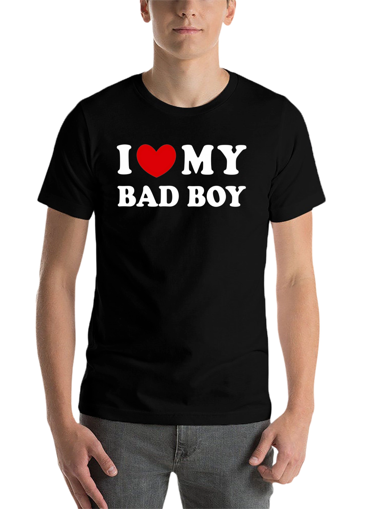 Black I Love My Bad Boy T-Shirt - Black Graphic Tee view 7