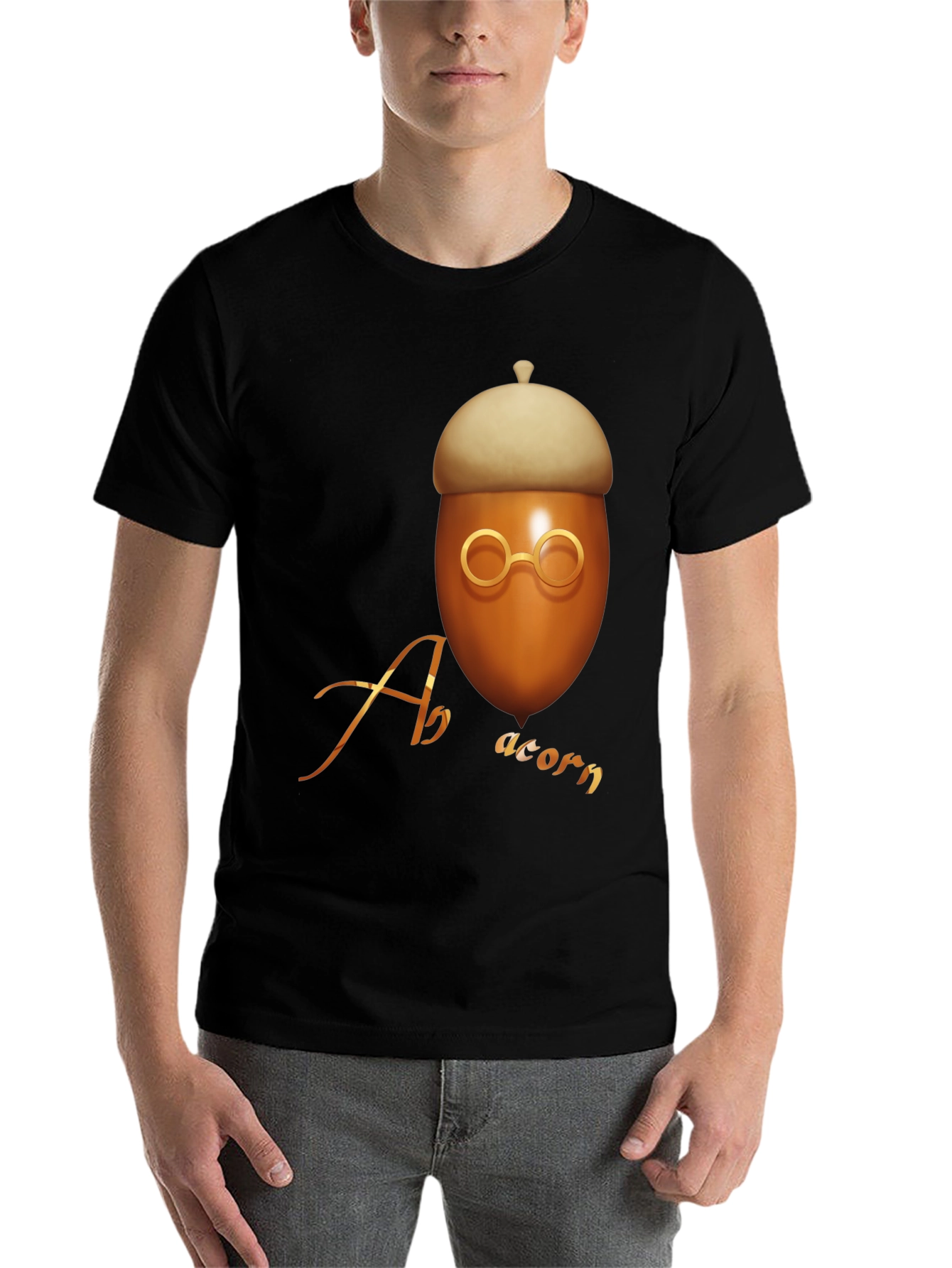 Black Acorn Graphic T-Shirt - Unique Design view 7