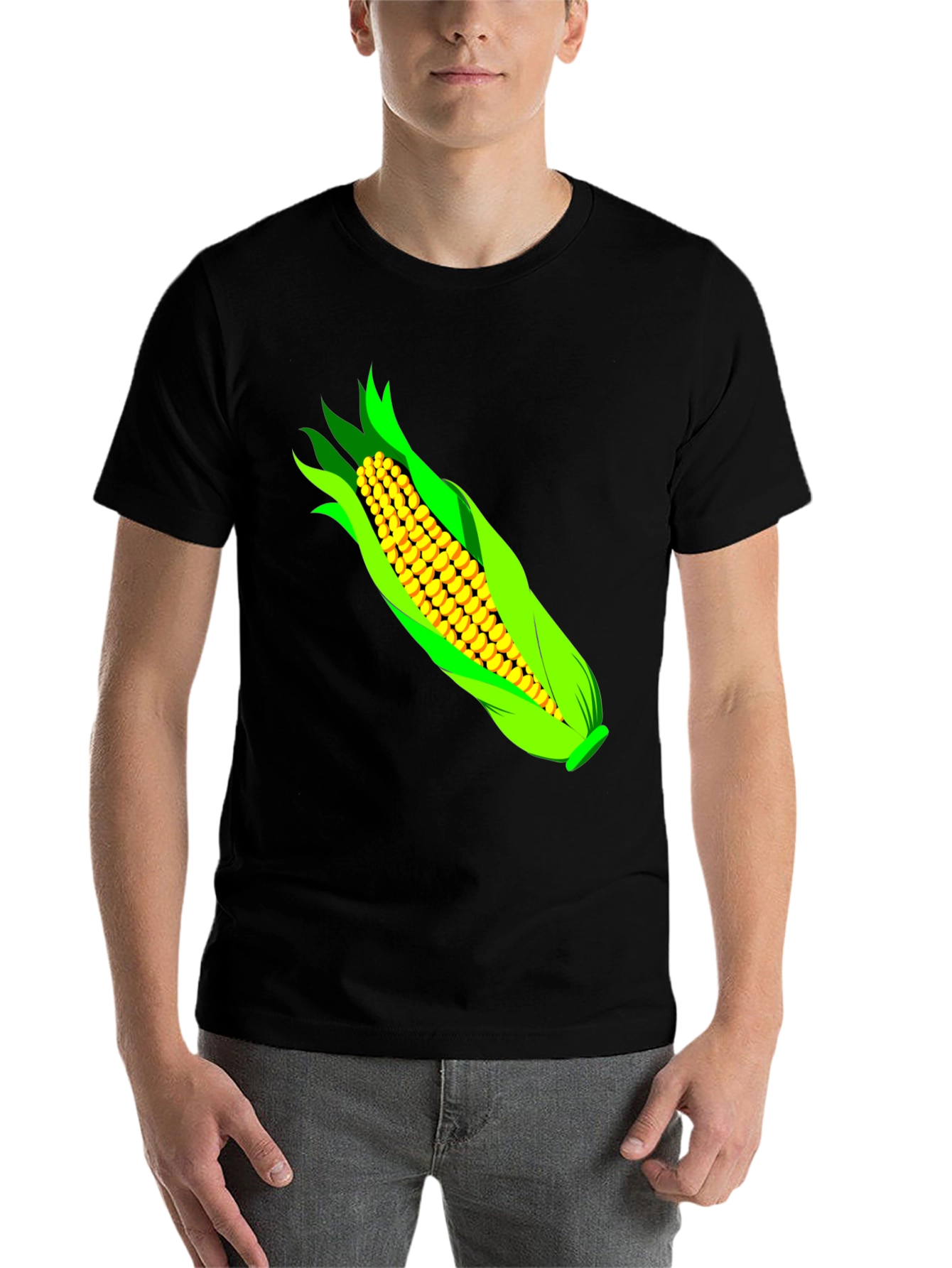 Black Corn Graphic T-Shirt - Black Cotton Tee view 7