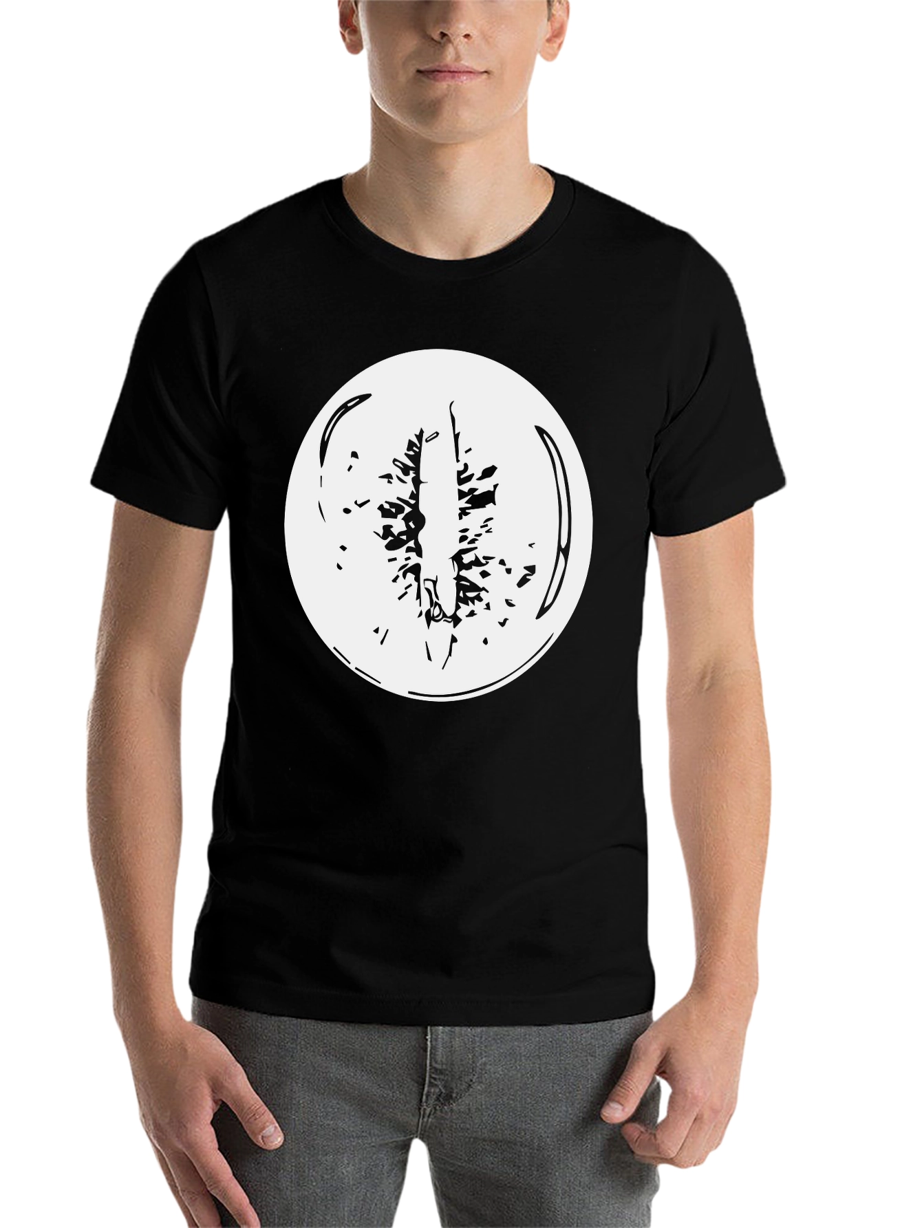 Abstract Graphic Print Black T-Shirt - 7
