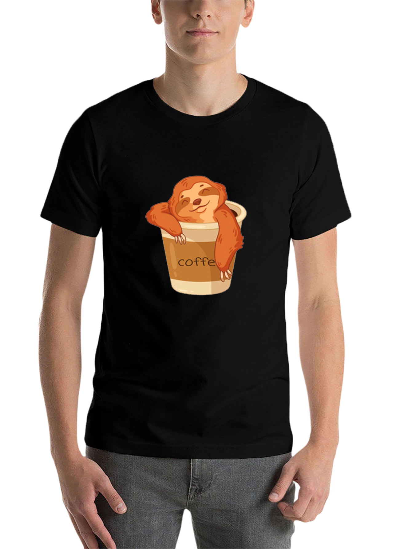 Black Sloth Coffee T-Shirt - Relaxed & Cute view 7