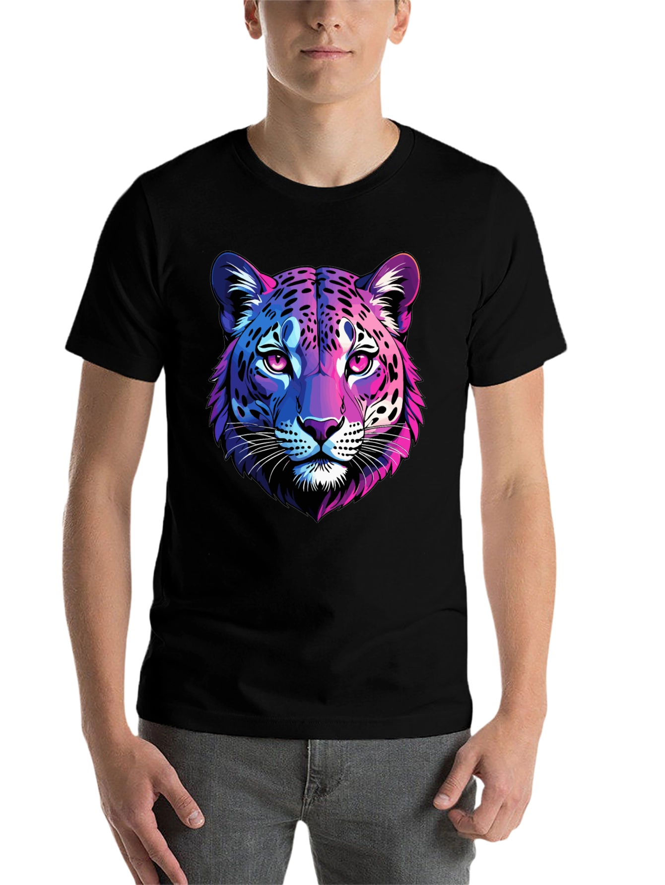 Black Neon Leopard Graphic Tee - Men's Black T-Shirt view 7