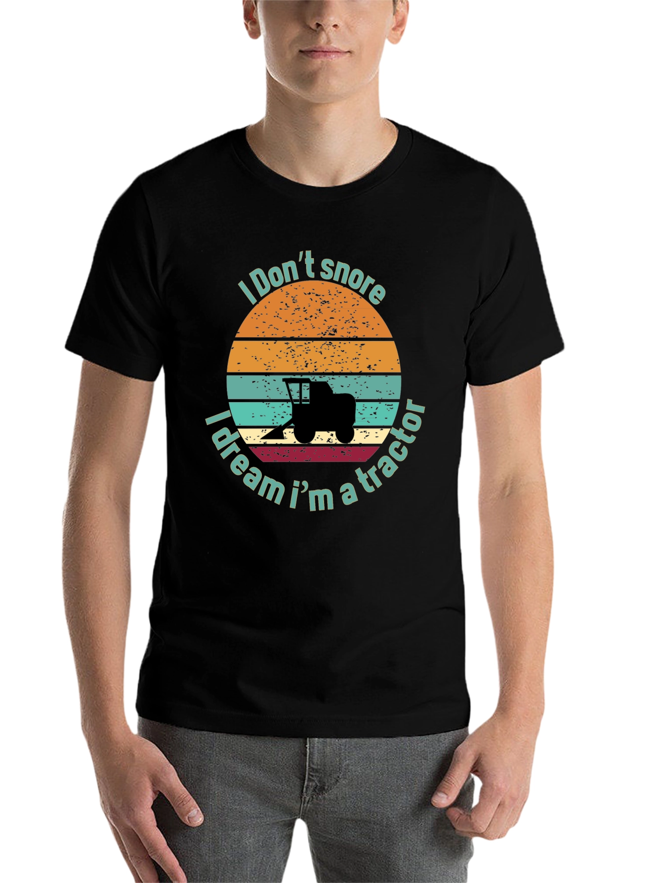 Black I Don't Snore I Dream I'm A Tractor T-Shirt view 7