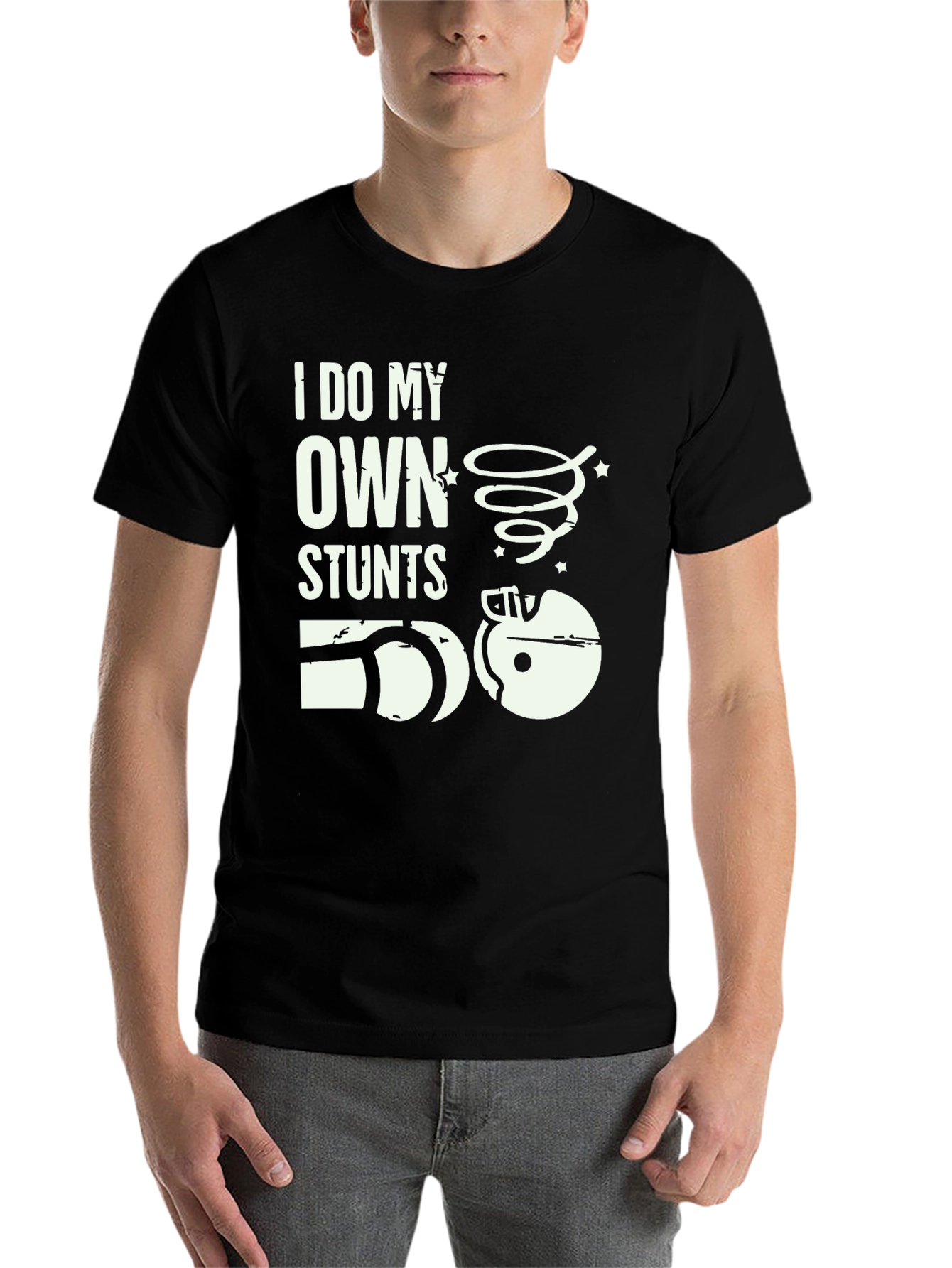Black I Do My Own Stunts T-Shirt - Funny Graphic Tee view 7