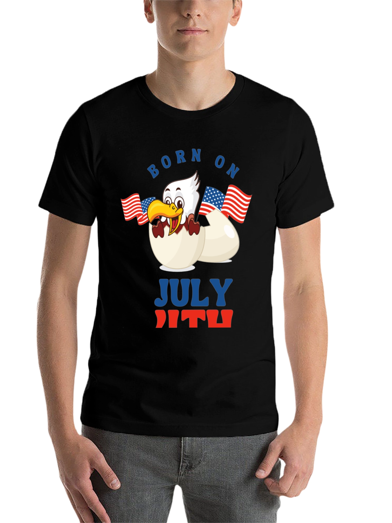 Black Born on July 4th T-Shirt view 7