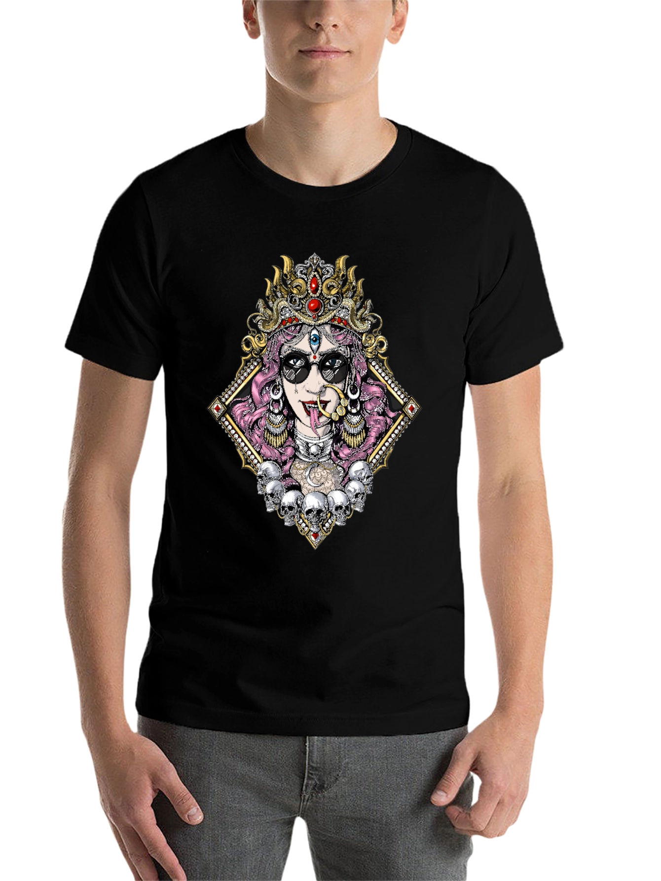 Black Kali T-Shirt with Skull Design view 7
