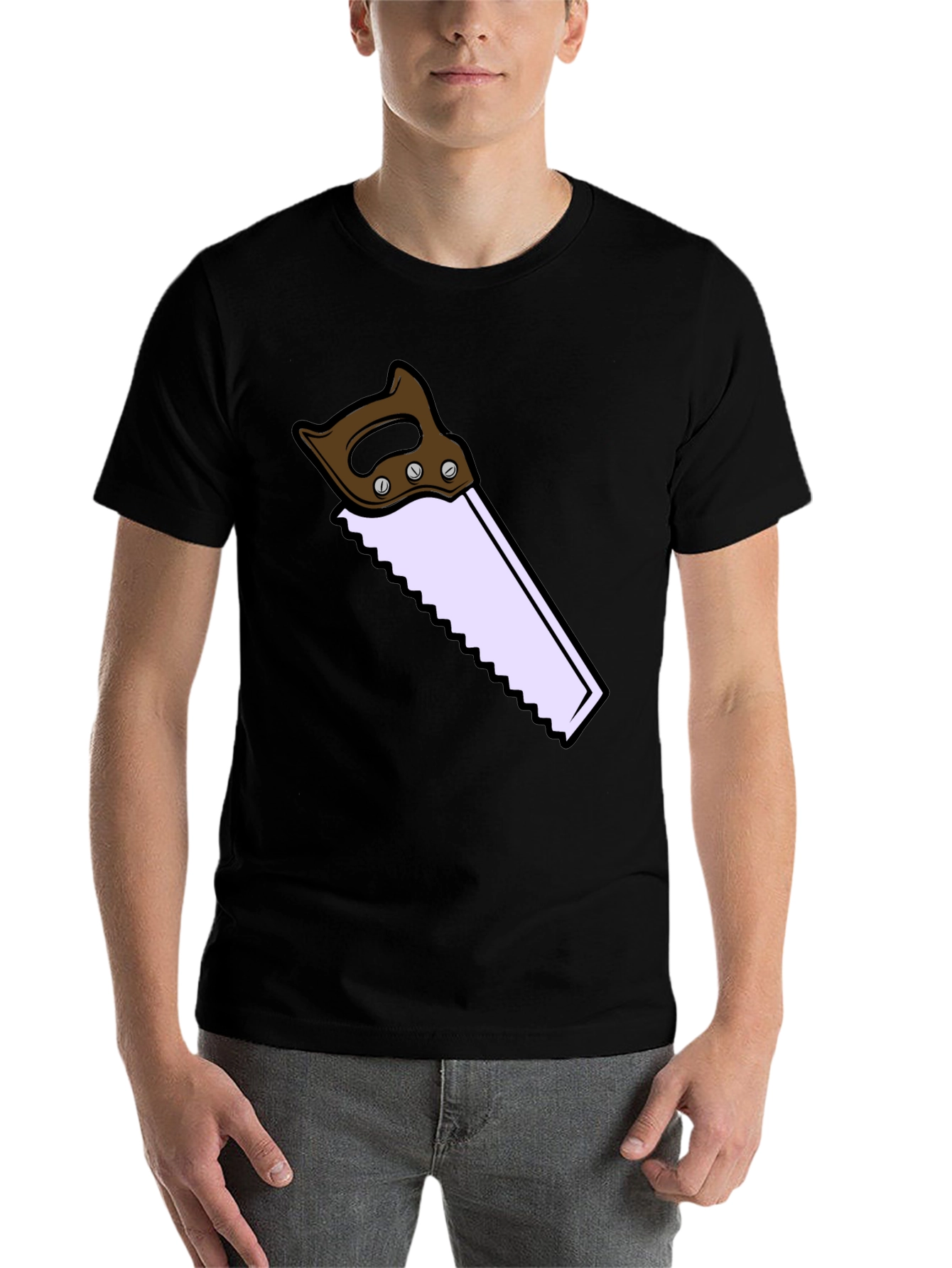 Black Novelty Saw Graphic T-Shirt - Black view 7