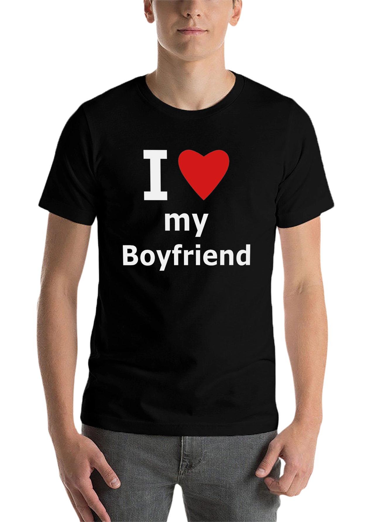 Black I Heart My Boyfriend Black Cotton T-Shirt view 7