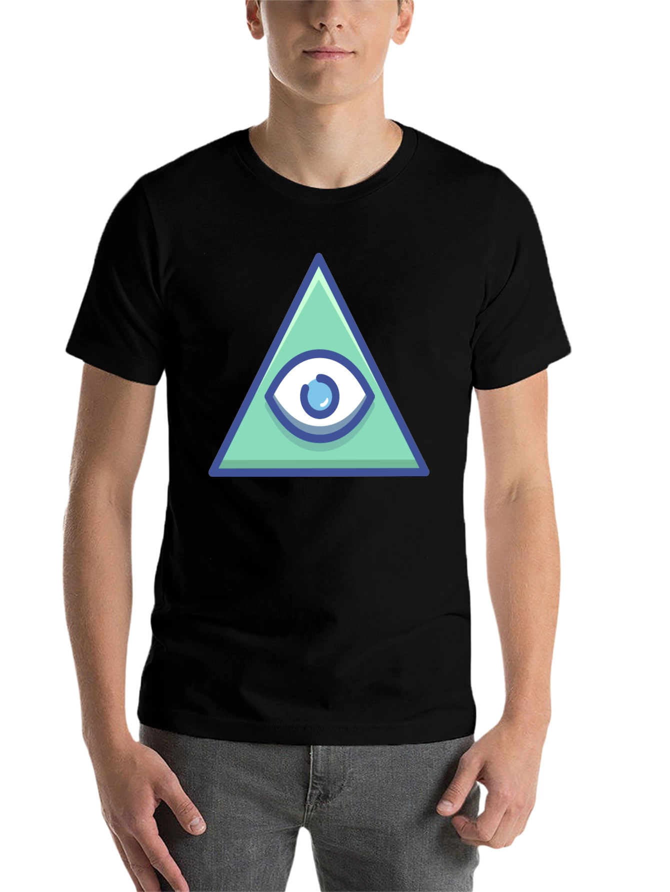 Black All Seeing Eye Pyramid Graphic Tee - Black view 7
