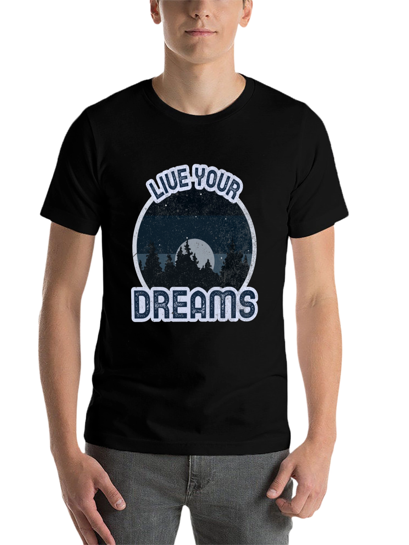 Black Live Your Dreams Graphic Tee -  Nature Lover T-Shirt view 7
