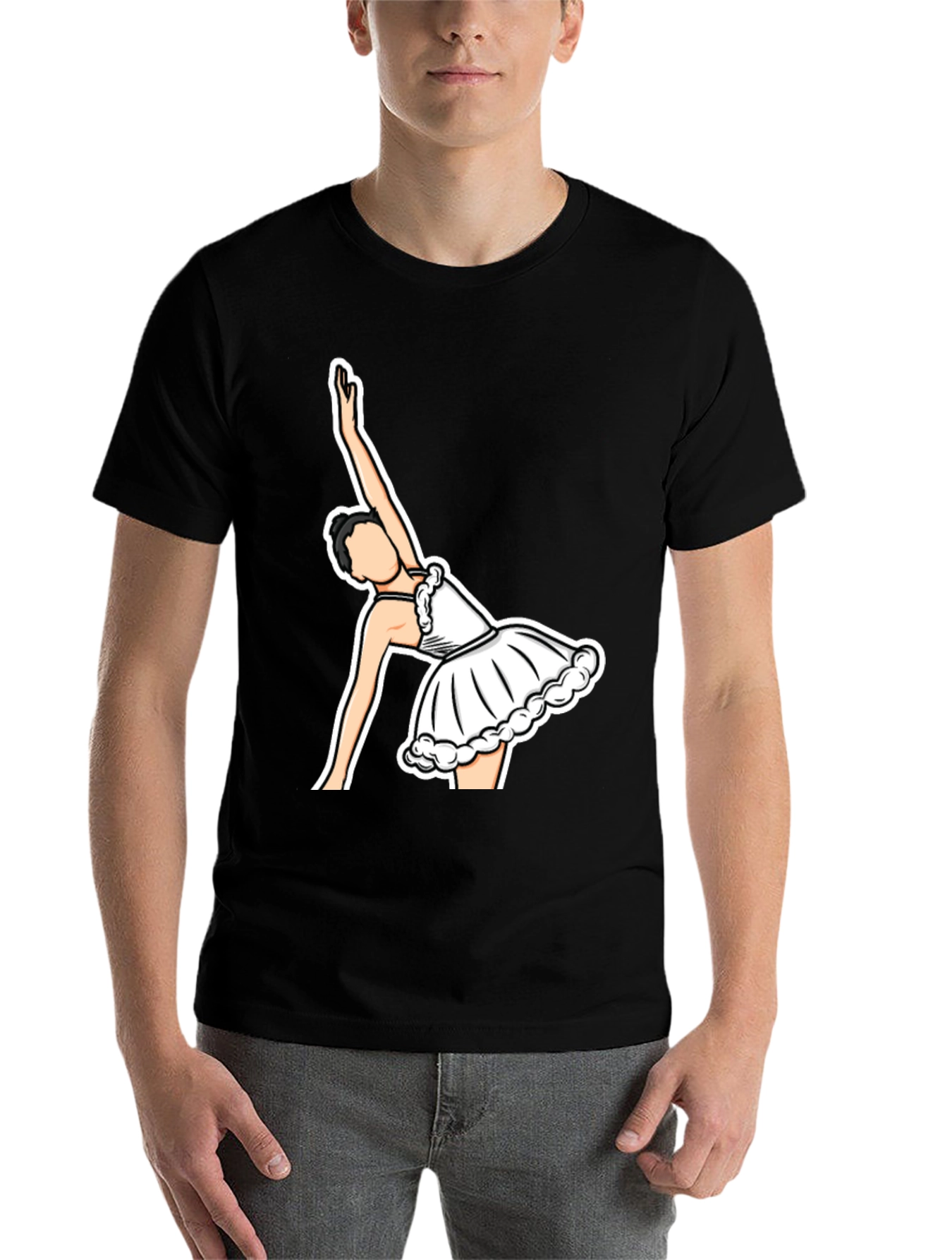 Black Ballerina Graphic T-Shirt - Black Cotton Tee view 7