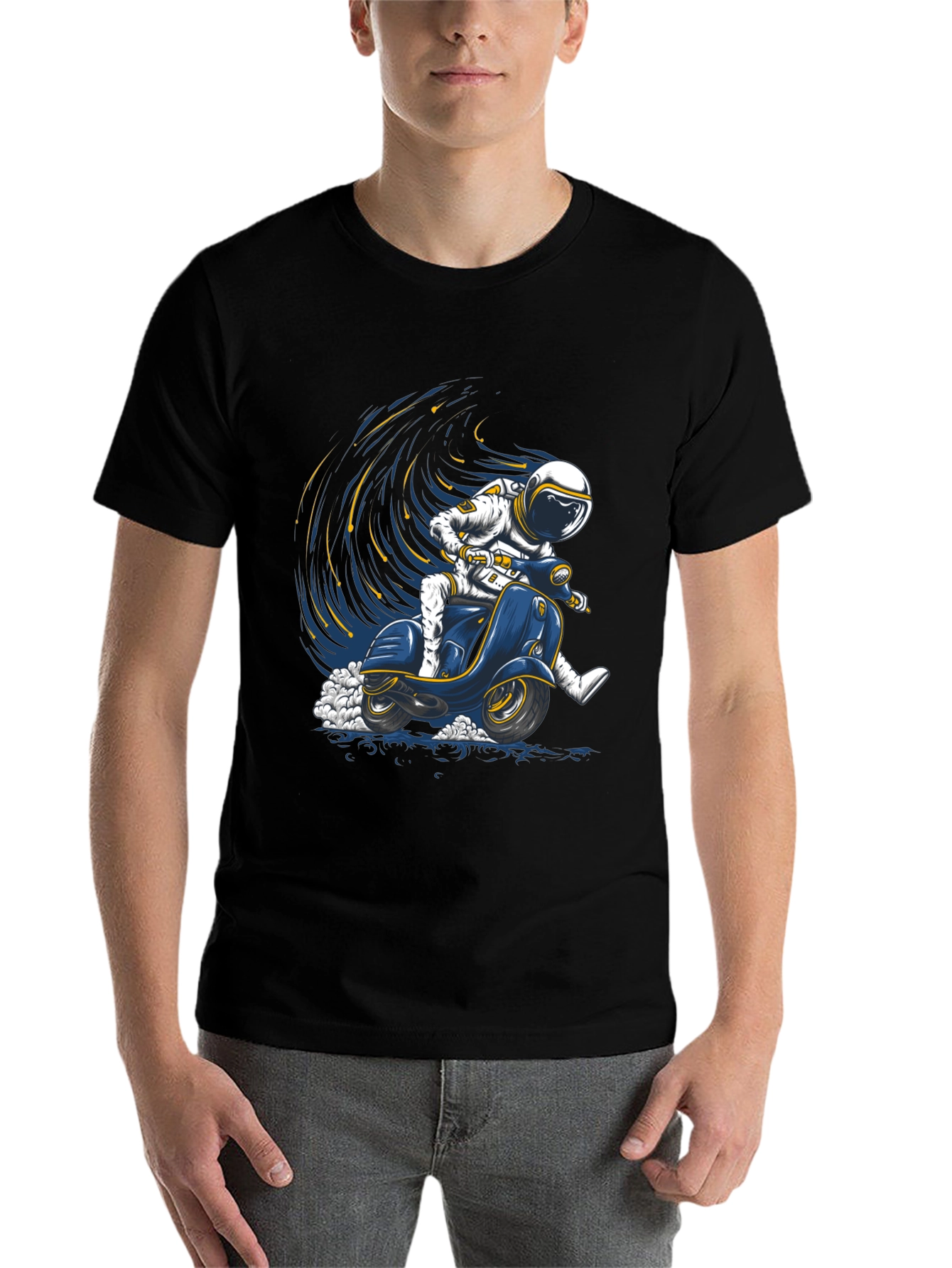 Black Astronaut Scooter Graphic Tee - Space Rider T-Shirt view 7